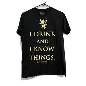 HBO Game Of Thrones Lannister I Drink And Know Things Black Shirt Size Medium